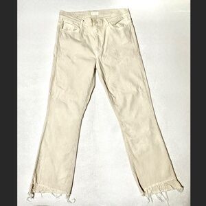 Mother insider drop step away cream white washed grey denim distressed jeans 30